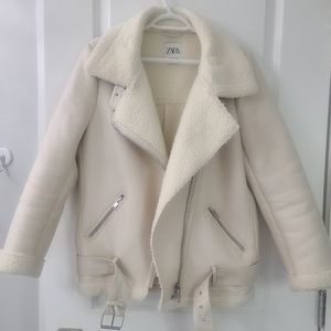 Zara Faux Shearling Aviator Jacket